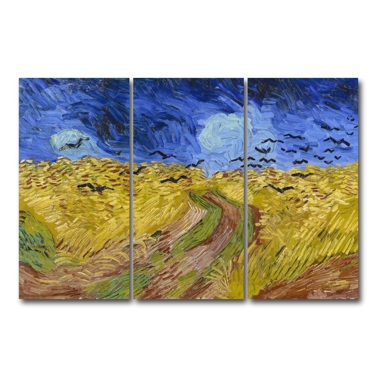 AUTO-MOCKUP WHITE | Korenveld met kraaien | 3 Piece | Gallery Wrap Canvas | group=12x24