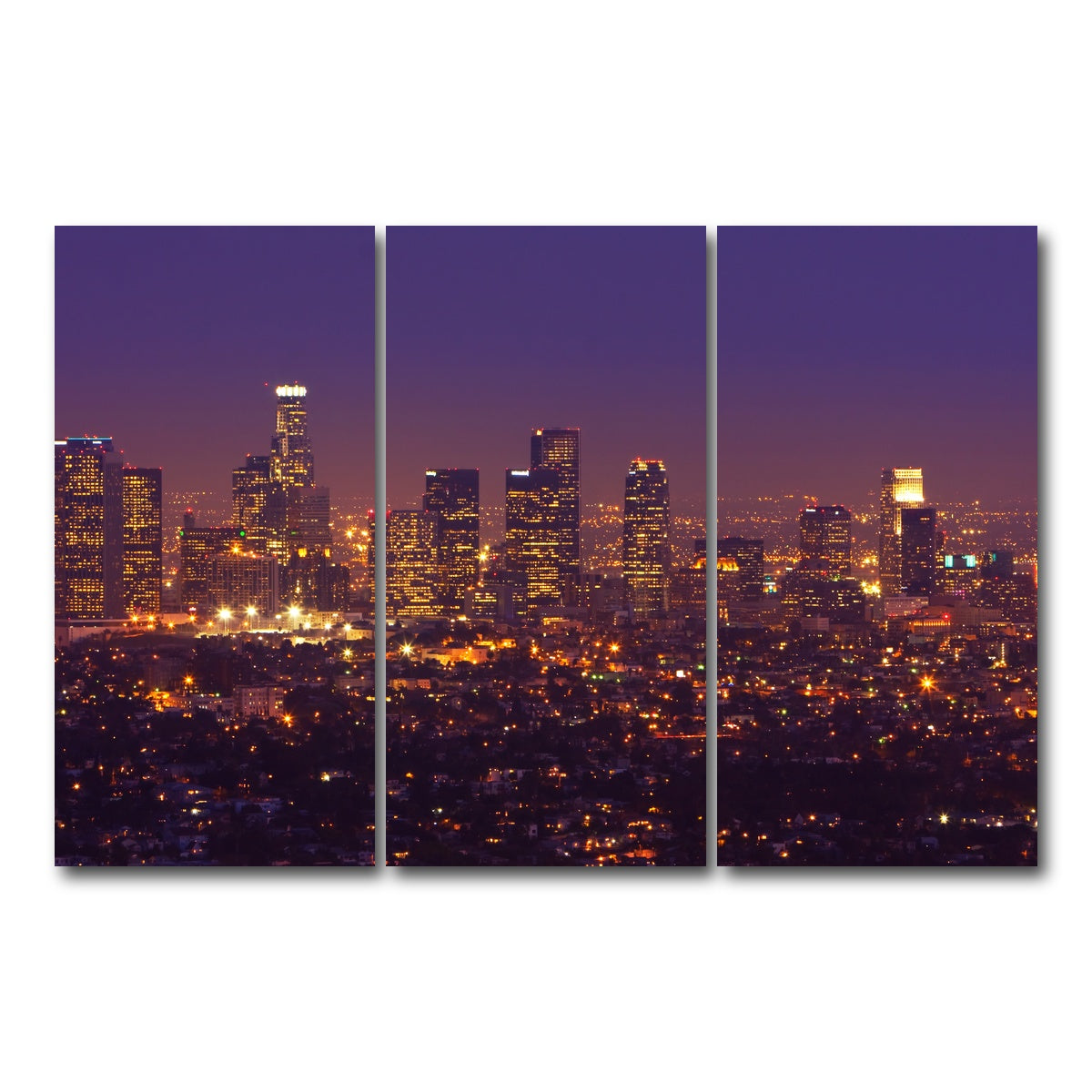 AUTO-MOCKUP WHITE | LA Skyline | 3 Piece | Gallery Wrap Canvas | group=12x24
