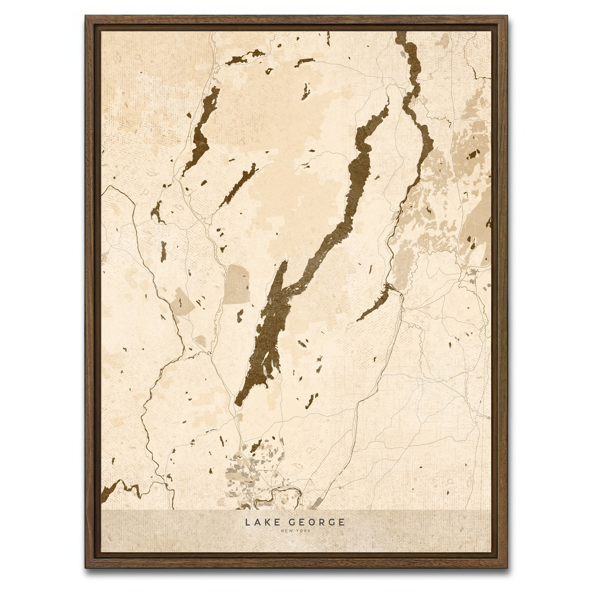AUTO-MOCKUP WHITE | Lake George Map | 1 Piece | Walnut Framed Canvas | group=3x4
