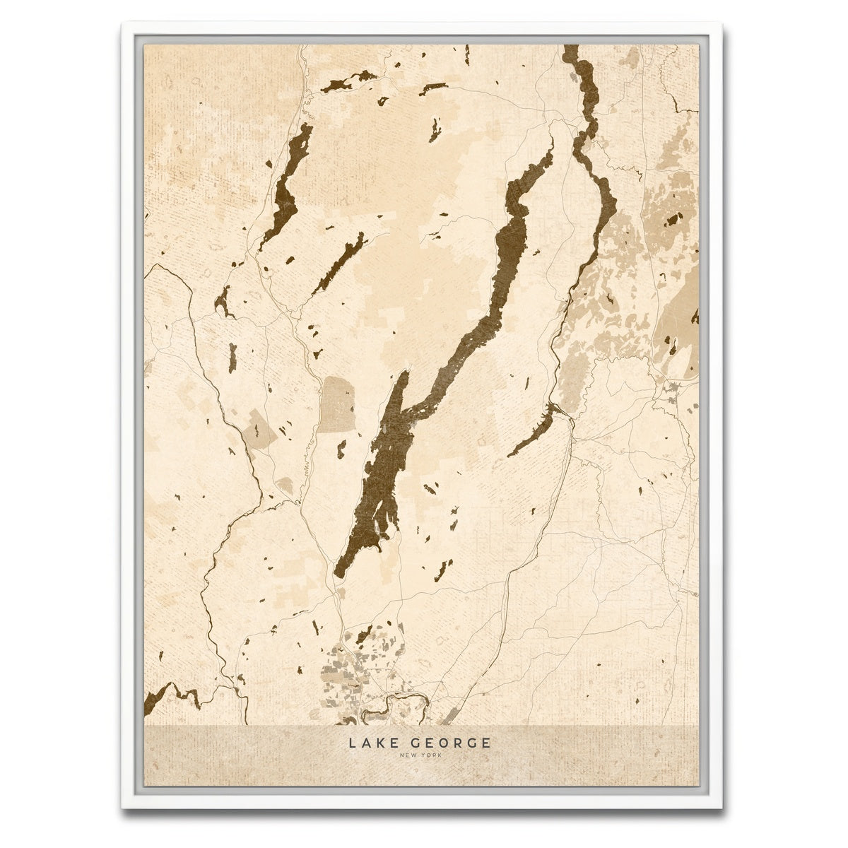AUTO-MOCKUP WHITE | Lake George Map | 1 Piece | White Framed Canvas | group=3x4