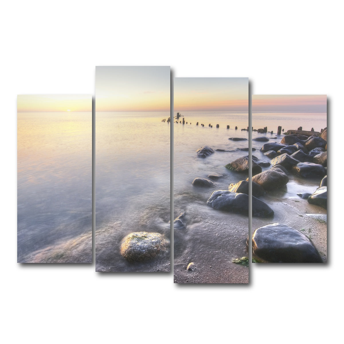 AUTO-MOCKUP WHITE | Lake Michigan Shore at Sunrise | 4 Piece | Gallery Wrap Canvas | group=4_normal
