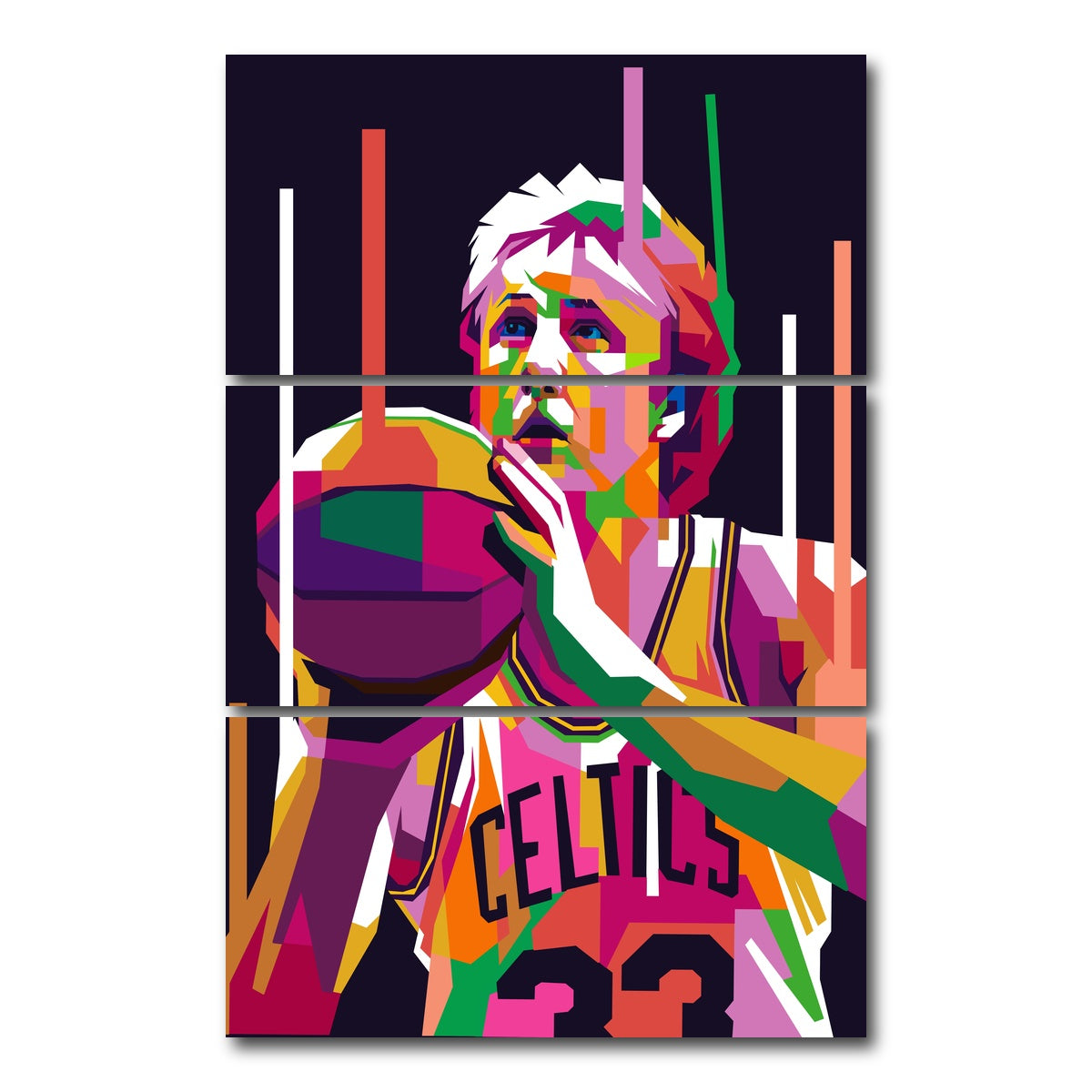 AUTO-MOCKUP WHITE | Larry Bird | 3 Piece | Gallery Wrap Canvas | group=12x24_stacked