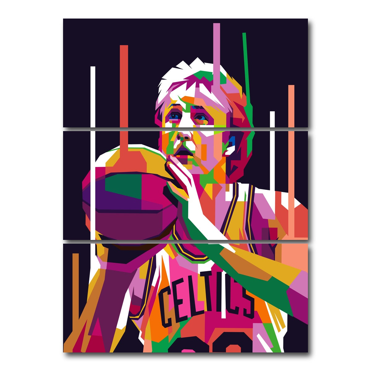 AUTO-MOCKUP WHITE | Larry Bird | 3 Piece | Gallery Wrap Canvas | group=8x18_stacked
