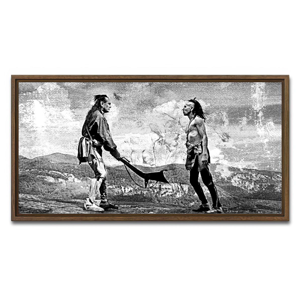 AUTO-MOCKUP WHITE | Last of the Mohicans Grayscale | 1 Piece | Walnut Framed Canvas | group=2x1
