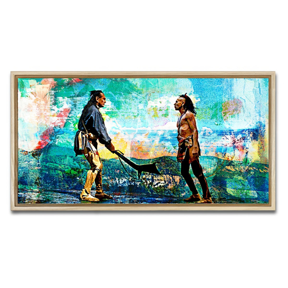 AUTO-MOCKUP WHITE | Last of the Mohicans Vintage Blues | 1 Piece | Natural Framed Canvas | group=2x1