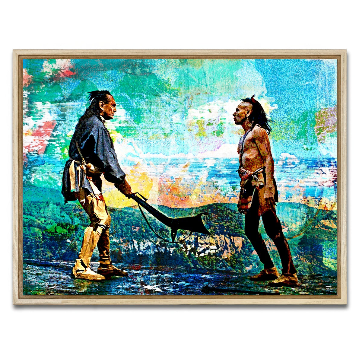 AUTO-MOCKUP WHITE | Last of the Mohicans Vintage Blues | 1 Piece | Natural Framed Canvas | group=4x3