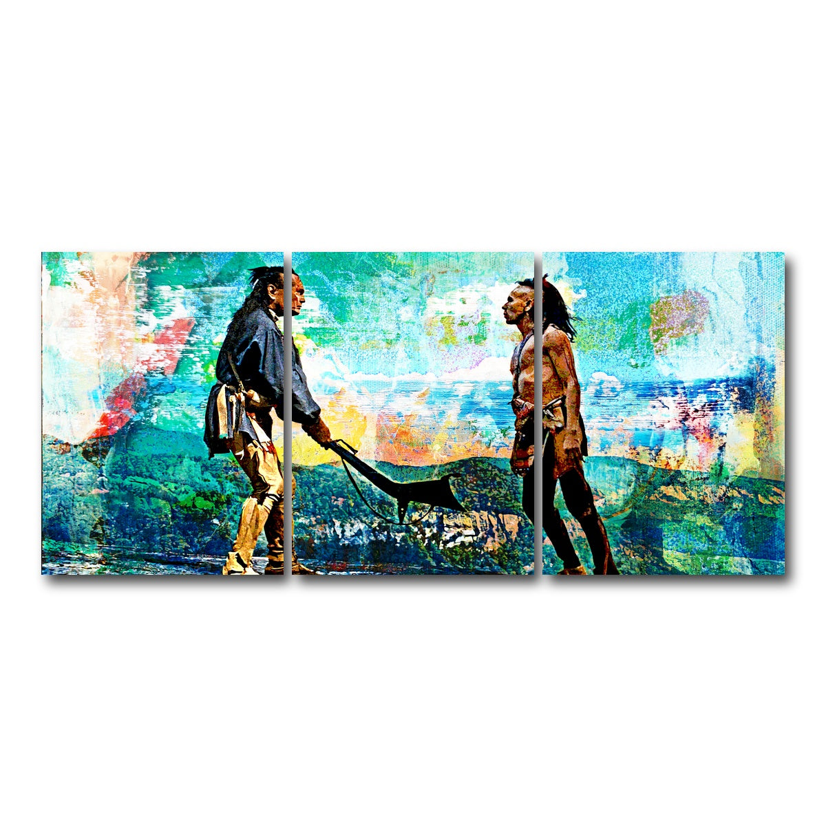 AUTO-MOCKUP WHITE | Last of the Mohicans Vintage Blues | 3 Piece | Gallery Wrap Canvas | group=18x24