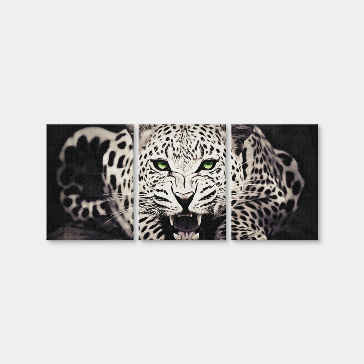 AUTO-MOCKUP WHITE | Leopard with Green Eyes | 3 Piece | Gallery Wrap Canvas | group=18x24