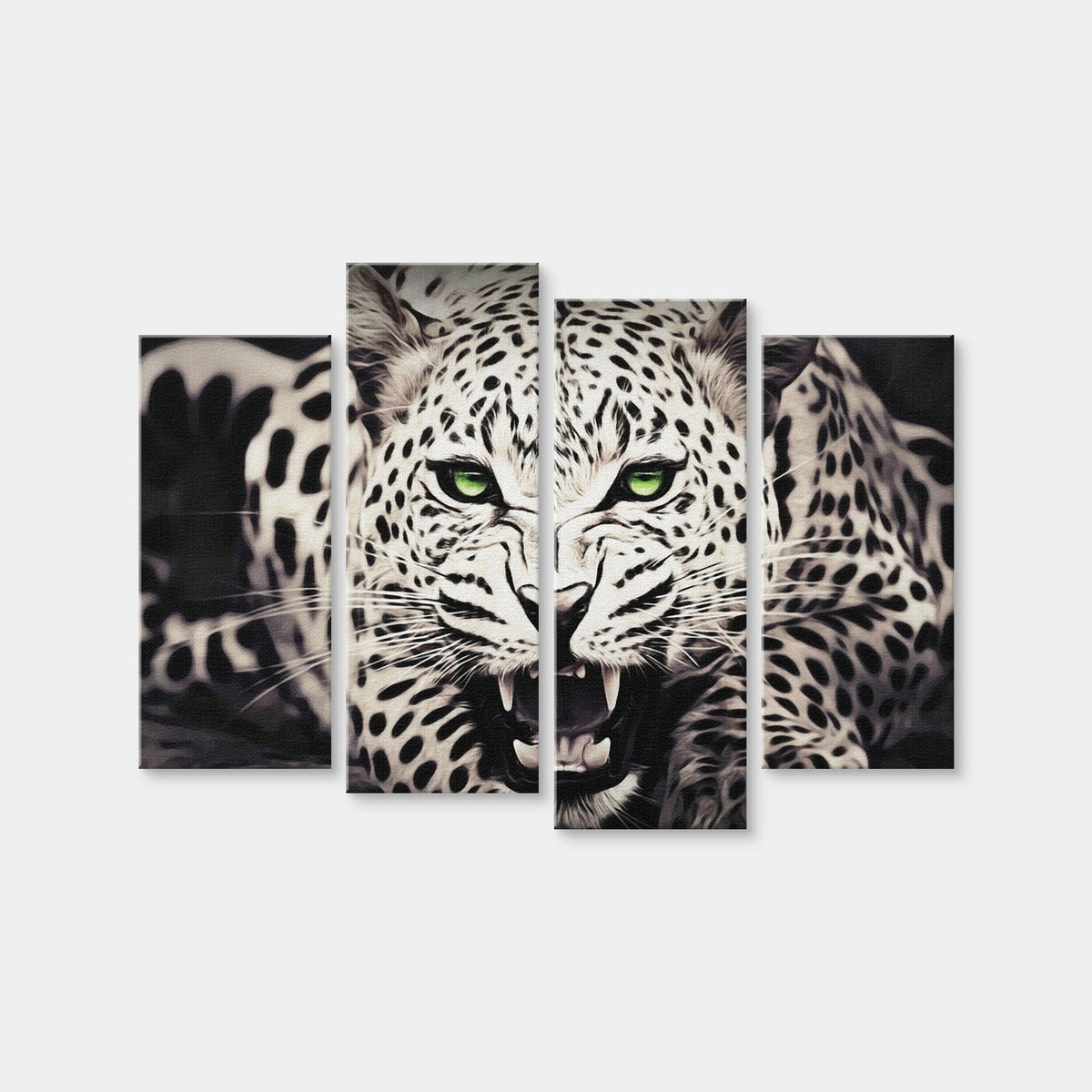 AUTO-MOCKUP WHITE | Leopard with Green Eyes | 4 Piece | Gallery Wrap Canvas | group=4_normal