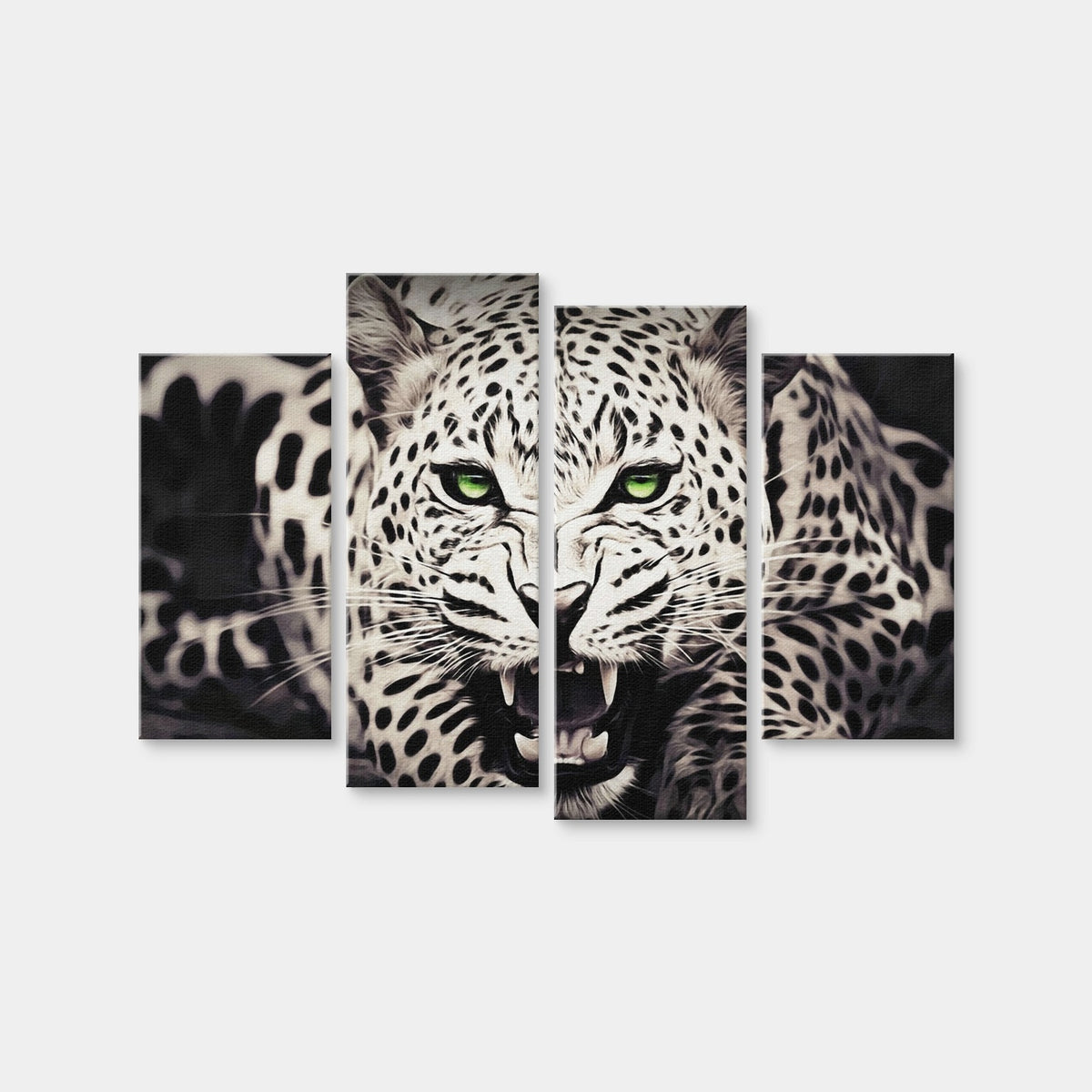 AUTO-MOCKUP WHITE | Leopard with Green Eyes | 4 Piece | Gallery Wrap Canvas | group=4_short