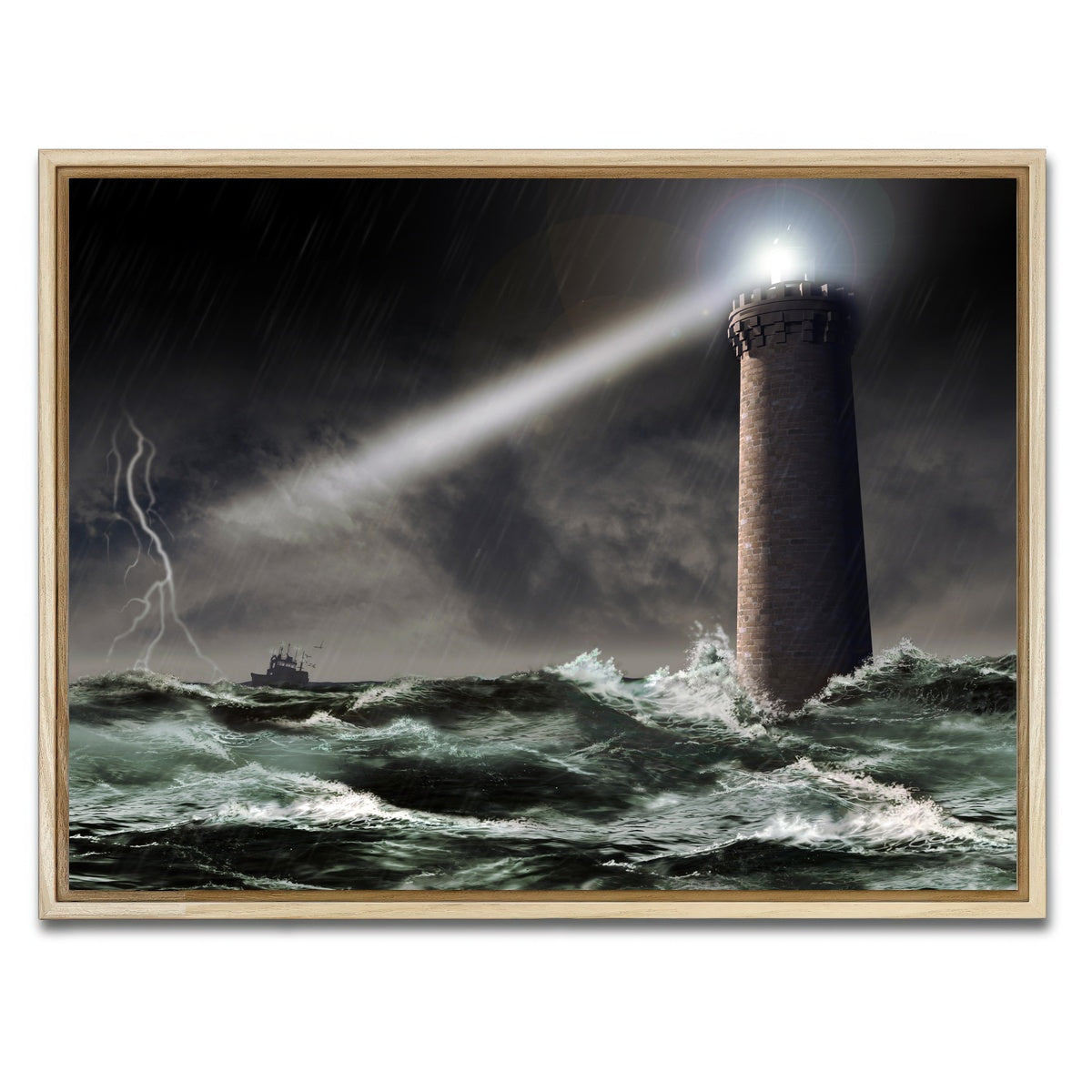 AUTO-MOCKUP WHITE | Lighthouse Lightning | 1 Piece | Natural Framed Canvas | group=4x3