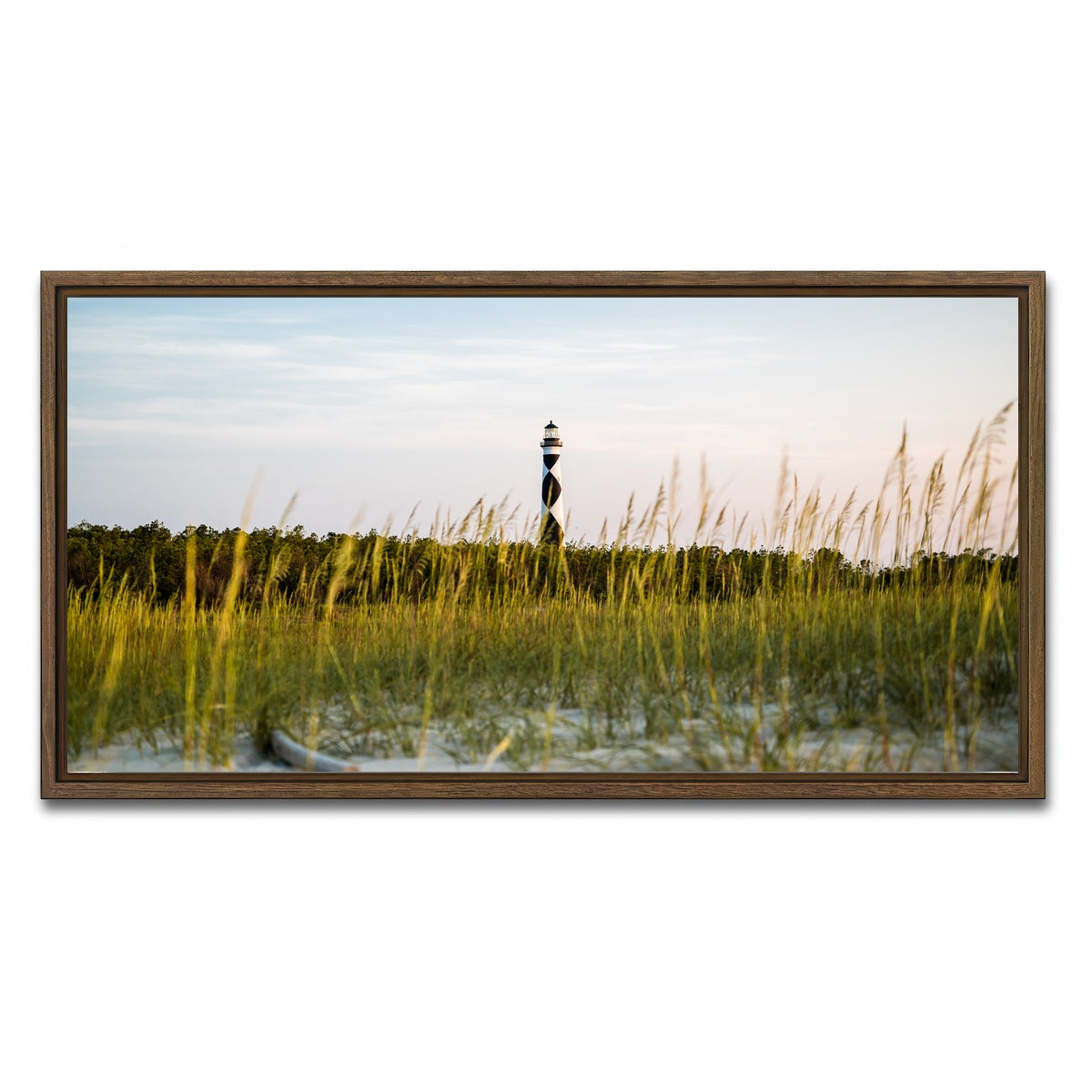 AUTO-MOCKUP WHITE | Lighthouse at Dawn | 1 Piece | Walnut Framed Canvas | group=2x1