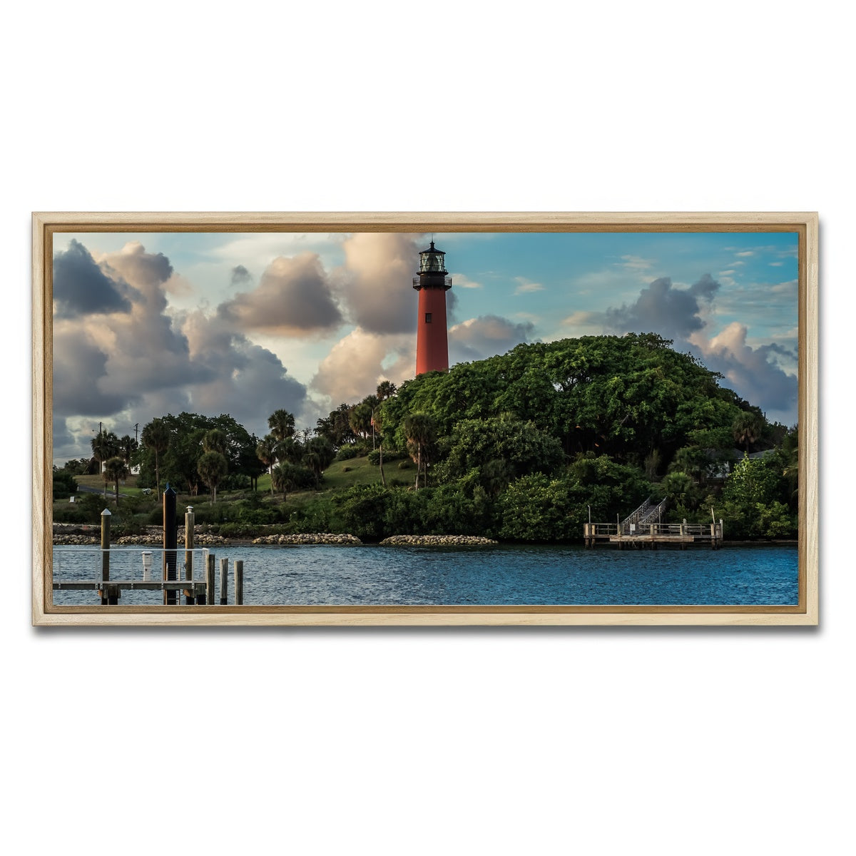 AUTO-MOCKUP WHITE | Lighthouse in Jupiter Florida | 1 Piece | Natural Framed Canvas | group=2x1
