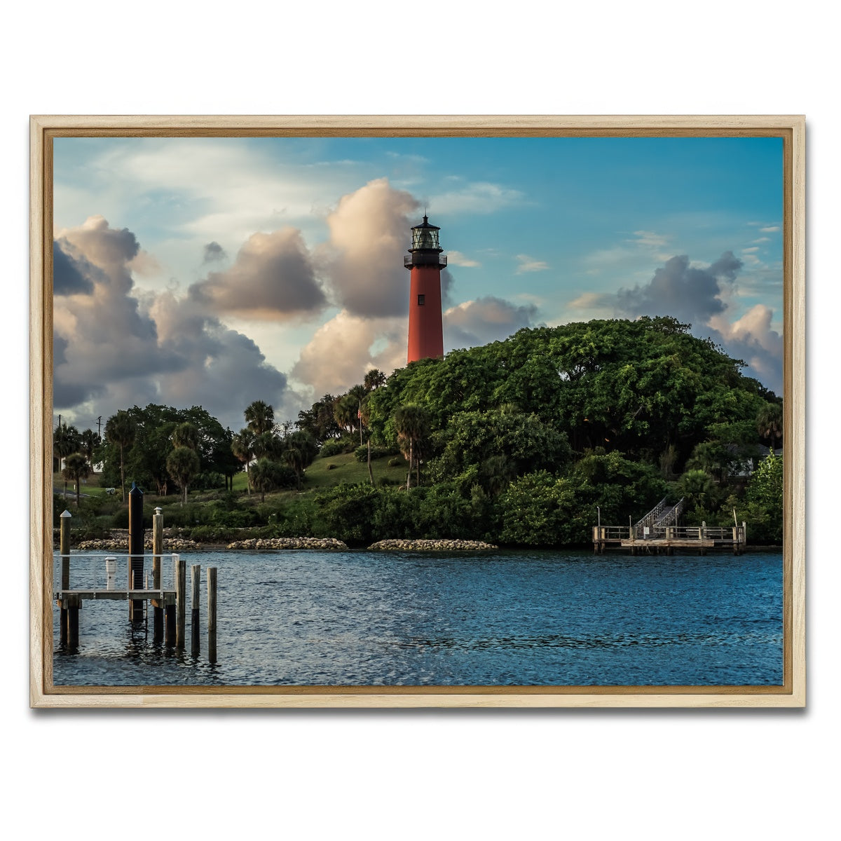 AUTO-MOCKUP WHITE | Lighthouse in Jupiter Florida | 1 Piece | Natural Framed Canvas | group=4x3