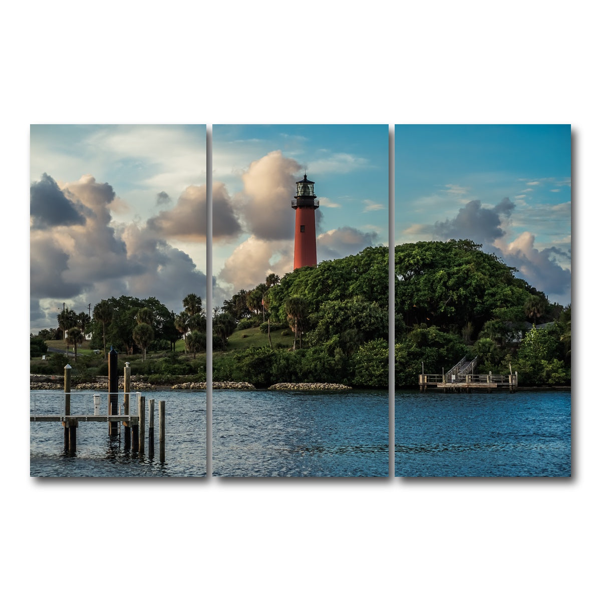 AUTO-MOCKUP WHITE | Lighthouse in Jupiter Florida | 3 Piece | Gallery Wrap Canvas | group=12x24