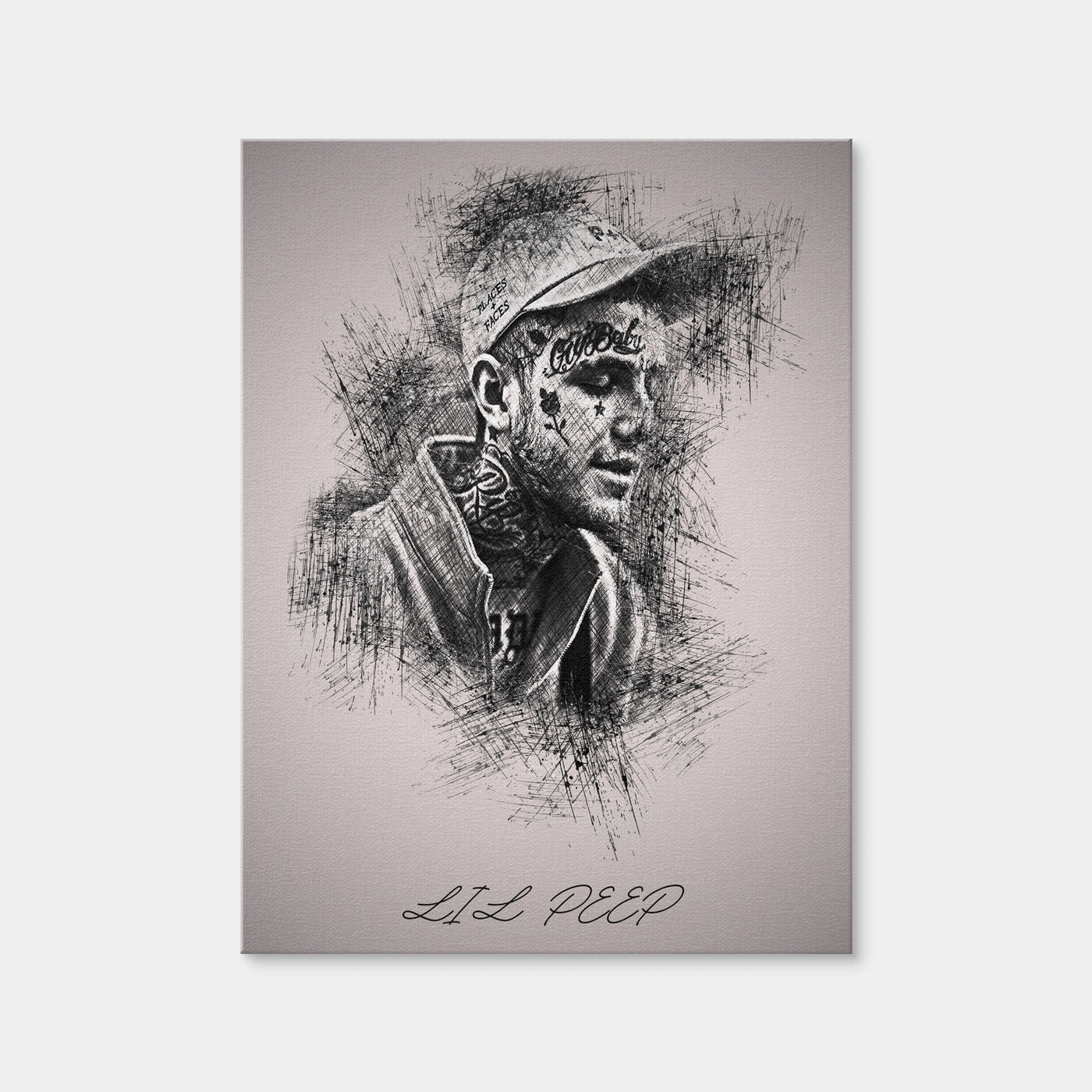 AUTO-MOCKUP WHITE | Lil Peep Sketch | 1 Piece | Gallery Wrap Canvas | group=3x4