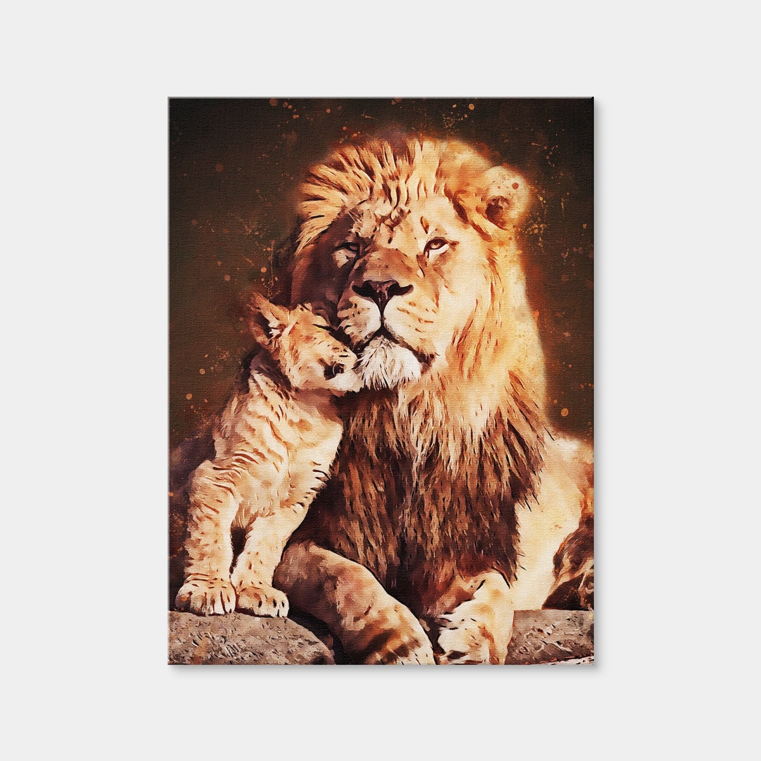 AUTO-MOCKUP WHITE | Lion & Cub | 1 Piece | Gallery Wrap Canvas | group=3x4