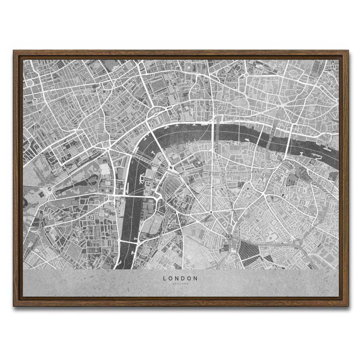 AUTO-MOCKUP WHITE | London Map 4 | 1 Piece | Walnut Framed Canvas | group=4x3