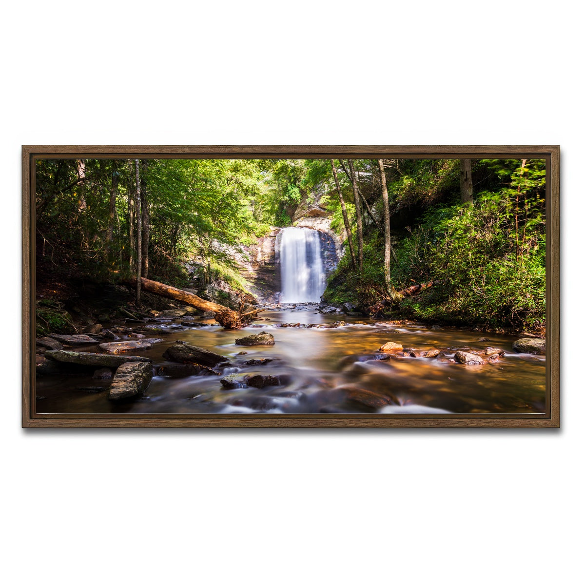 AUTO-MOCKUP WHITE | Looking Glass Falls NC | 1 Piece | Walnut Framed Canvas | group=2x1