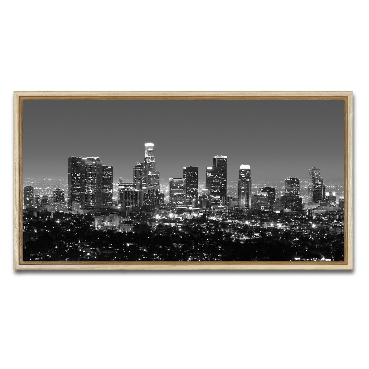 AUTO-MOCKUP WHITE | Los Angeles Skyline Wall Art | 1 Piece | Natural Frame | group=2x1