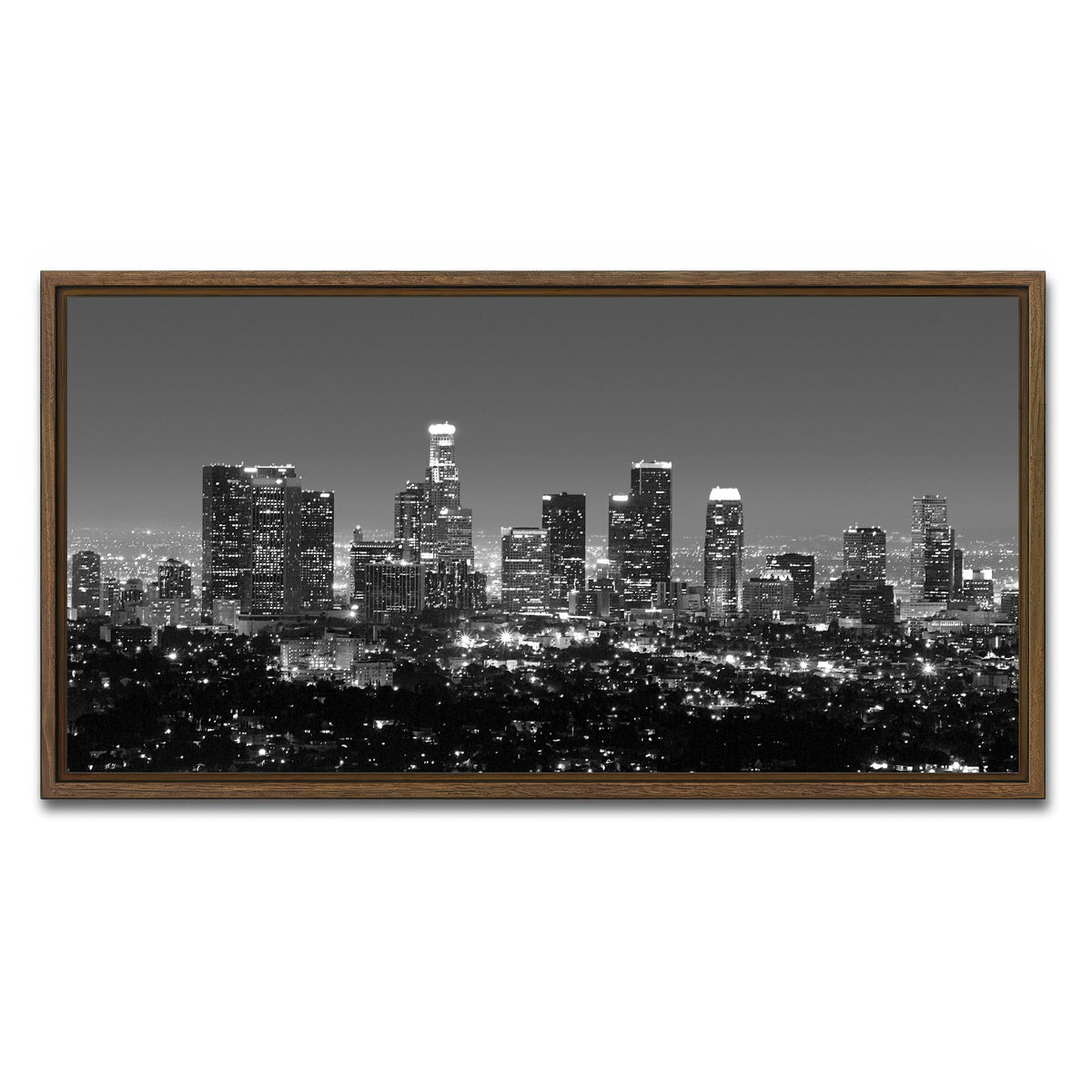 AUTO-MOCKUP WHITE | Los Angeles Skyline Wall Art | 1 Piece | Walnut Frame | group=2x1