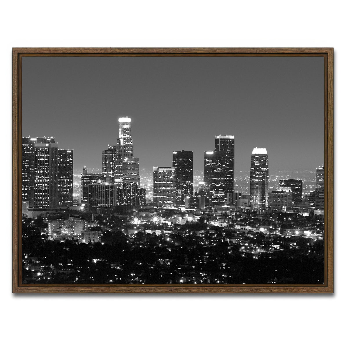 AUTO-MOCKUP WHITE | Los Angeles Skyline Wall Art | 1 Piece | Walnut Frame | group=4x3