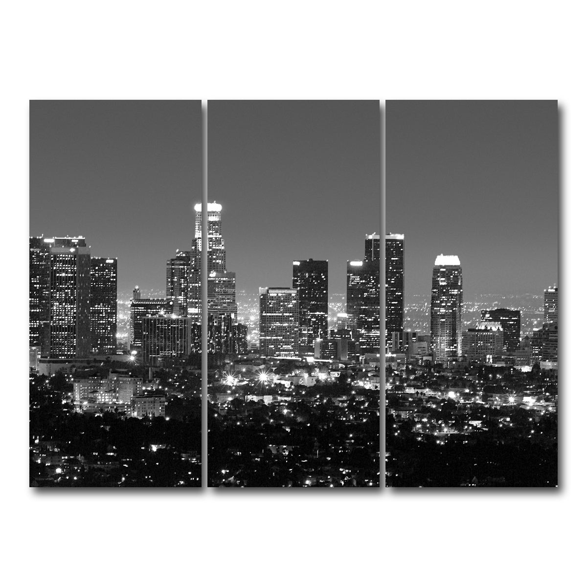 AUTO-MOCKUP WHITE | Los Angeles Skyline Wall Art | 3 Piece | Gallery Wrapped | group=8x18