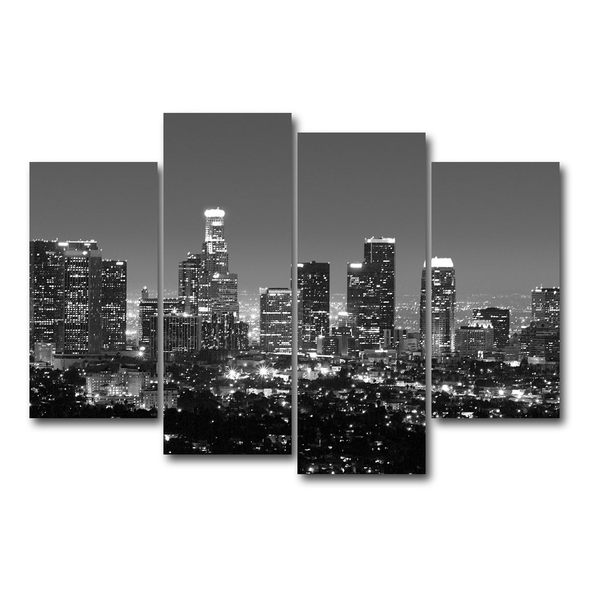 AUTO-MOCKUP WHITE | Los Angeles Skyline Wall Art | 4 Piece | Gallery Wrapped | group=4_short