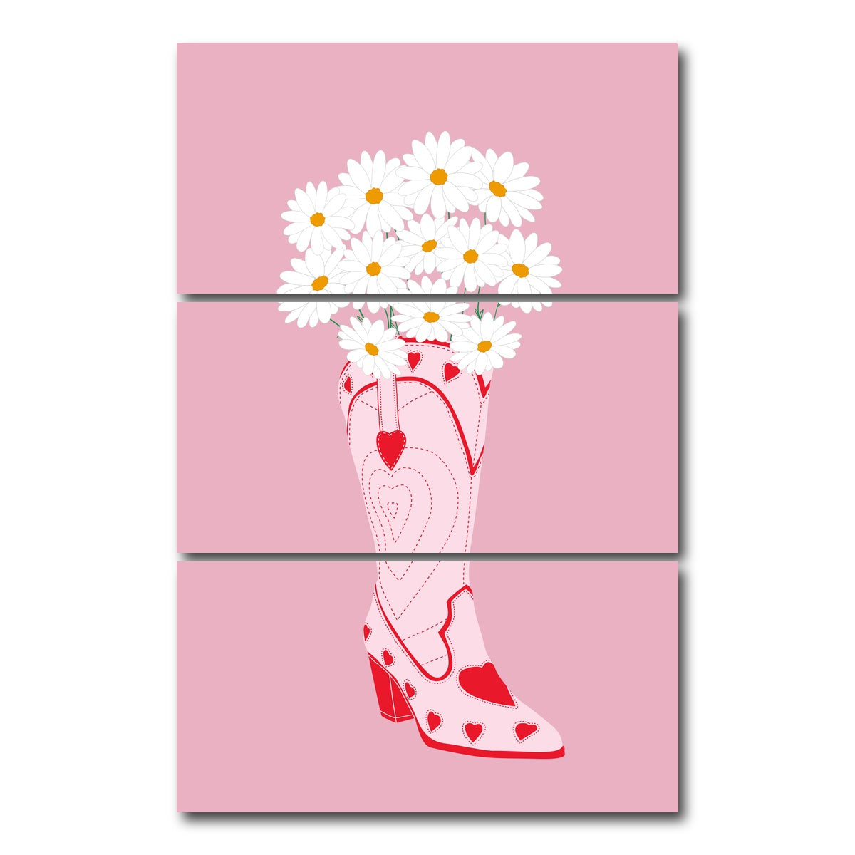 AUTO-MOCKUP WHITE | Lovely Cowboy Shoe | 3 Piece | Gallery Wrap Canvas | group=12x24_stacked