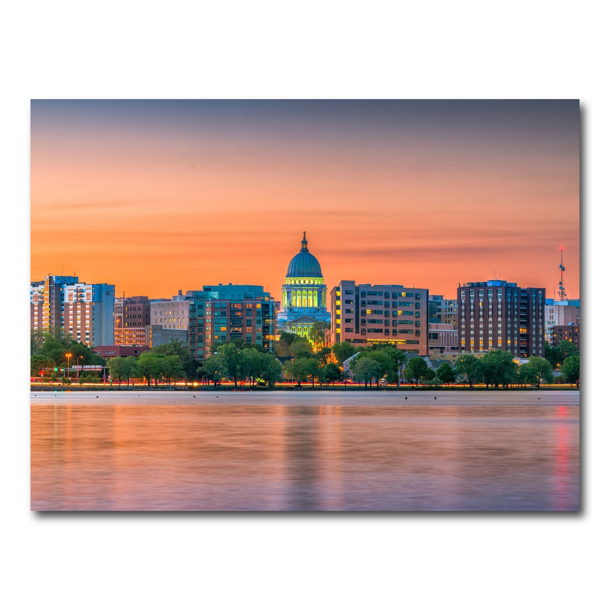 AUTO-MOCKUP WHITE | Madison Skyline At Dusk | 1 Piece | Gallery Wrap Canvas | group=4x3