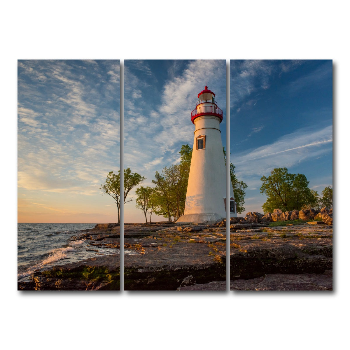 AUTO-MOCKUP WHITE | Marblehead Lighthouse | 3 Piece | Gallery Wrap Canvas | group=8x18