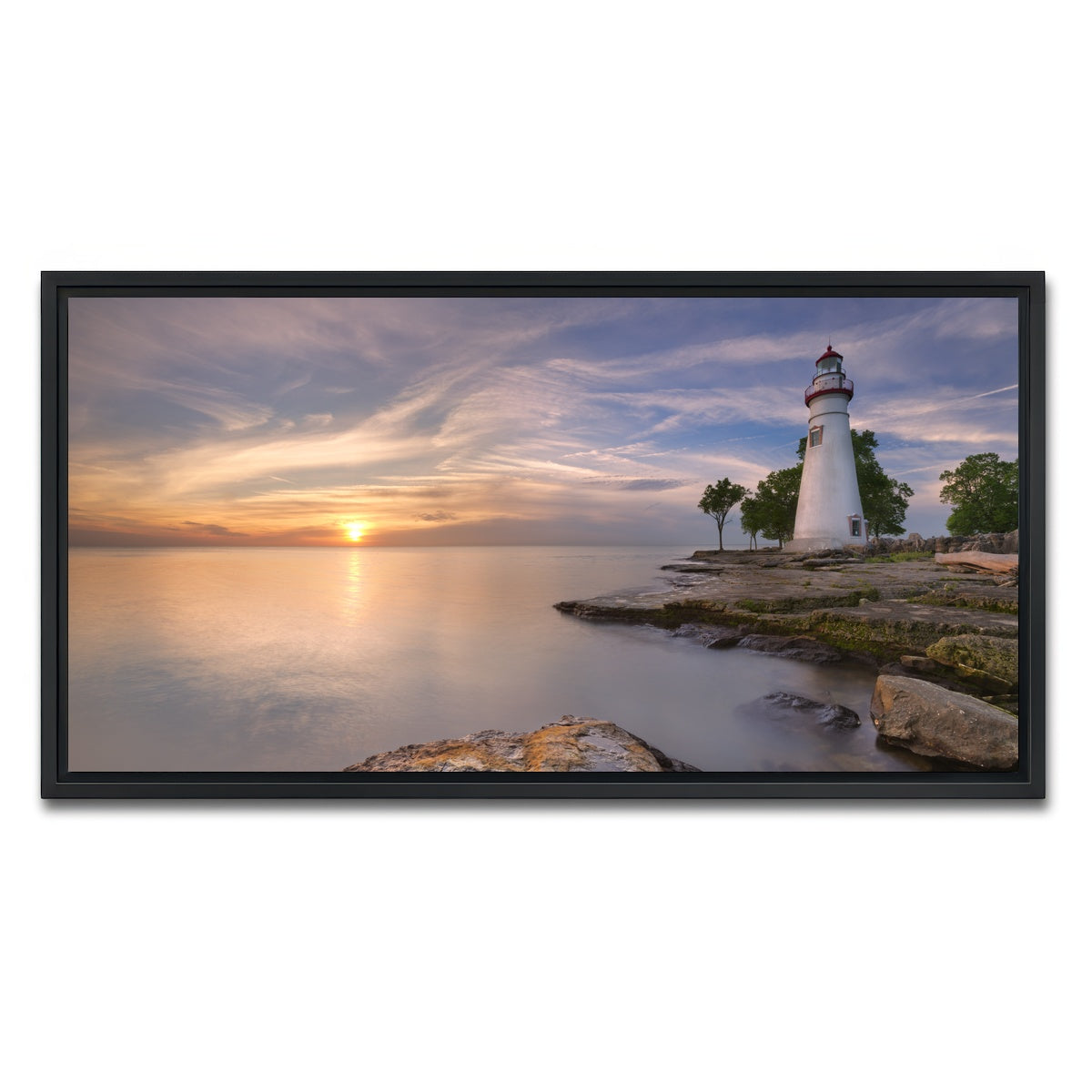 AUTO-MOCKUP WHITE | Marblehead Lighthouse on Lake Erie | 1 Piece | Black Framed Canvas | group=2x1