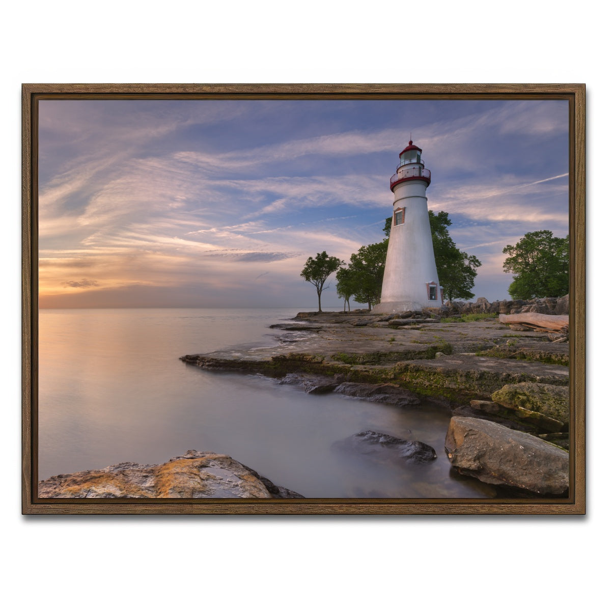 AUTO-MOCKUP WHITE | Marblehead Lighthouse on Lake Erie | 1 Piece | Walnut Framed Canvas | group=4x3