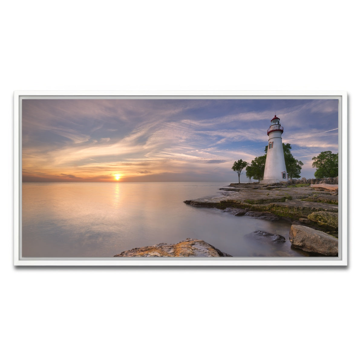 AUTO-MOCKUP WHITE | Marblehead Lighthouse on Lake Erie | 1 Piece | White Framed Canvas | group=2x1