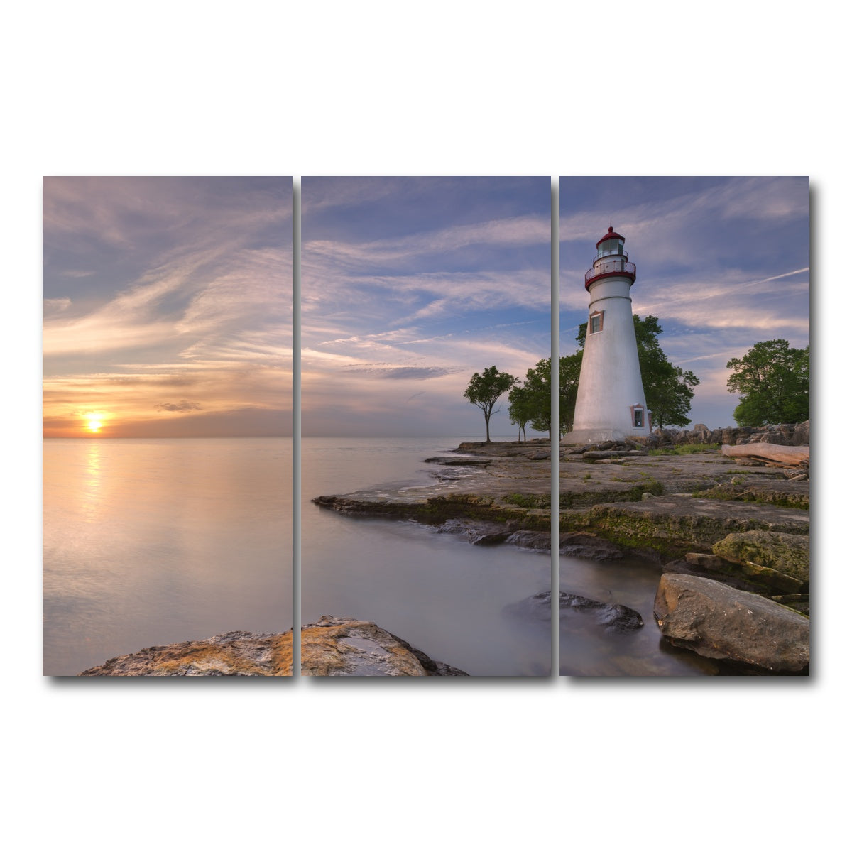 AUTO-MOCKUP WHITE | Marblehead Lighthouse on Lake Erie | 3 Piece | Gallery Wrap Canvas | group=12x24