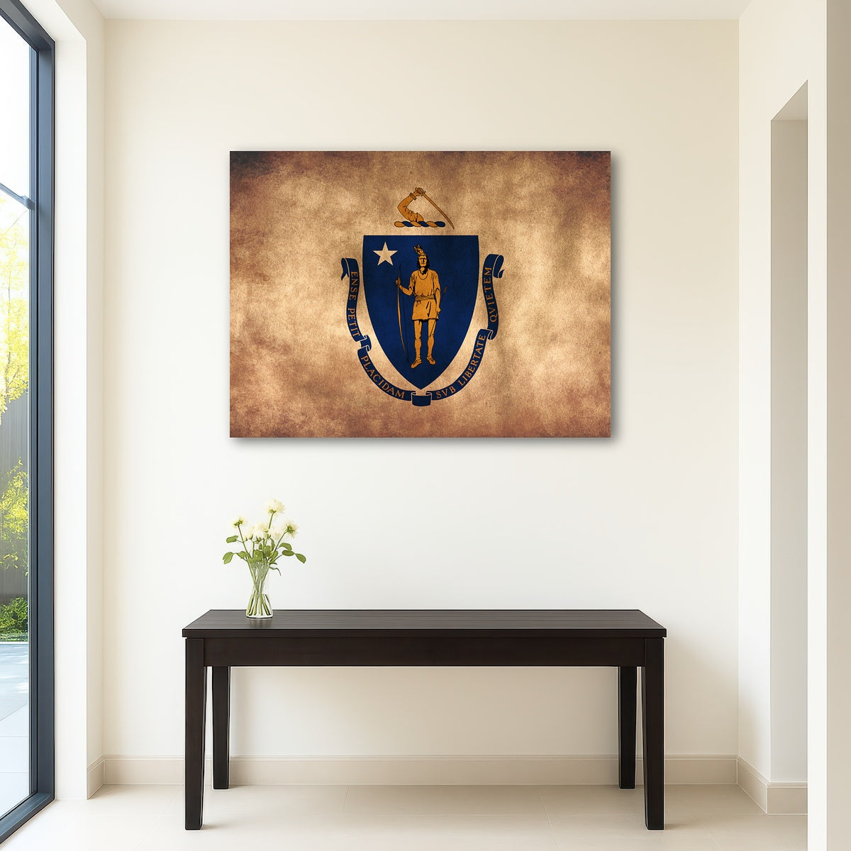 AUTO-MOCKUP ROOM | Massachusetts State Flag Grunge