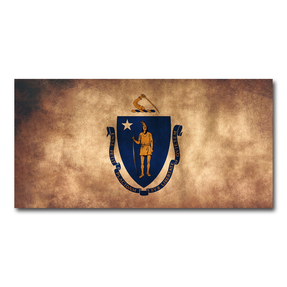 AUTO-MOCKUP WHITE | Massachusetts State Flag Grunge | 1 Piece | Gallery Wrap Canvas | group=2x1
