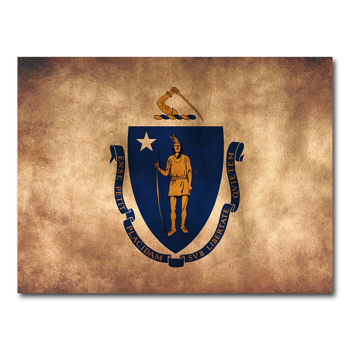 AUTO-MOCKUP WHITE | Massachusetts State Flag Grunge | 1 Piece | Gallery Wrap Canvas | group=4x3