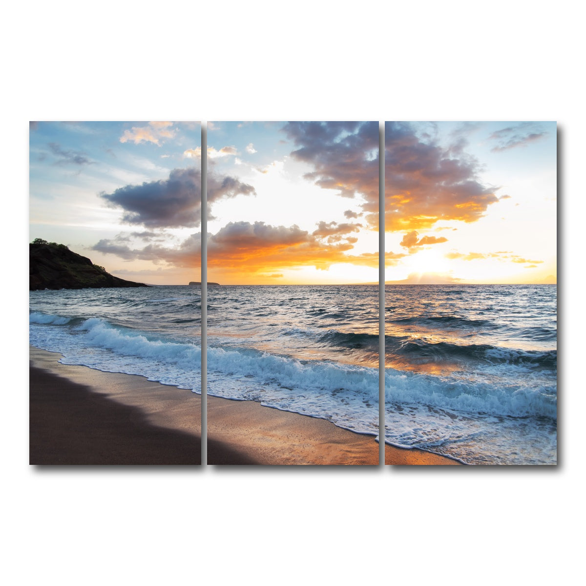 AUTO-MOCKUP WHITE | Maui Black Sand | 3 Piece | Gallery Wrap Canvas | group=12x24