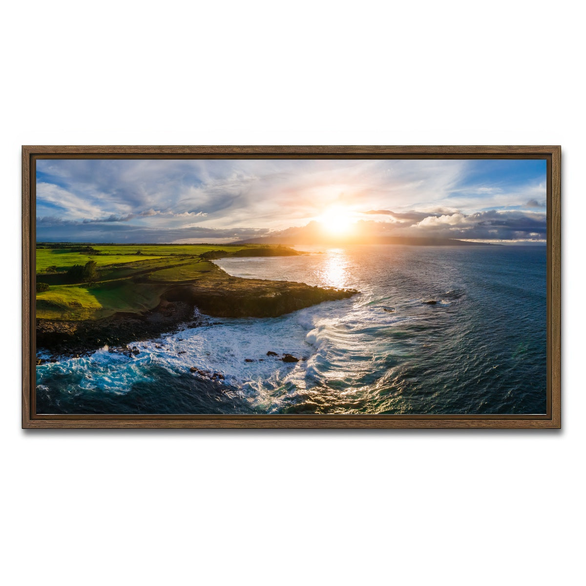 AUTO-MOCKUP WHITE | Maui Coast Sunny | 1 Piece | Walnut Framed Canvas | group=2x1