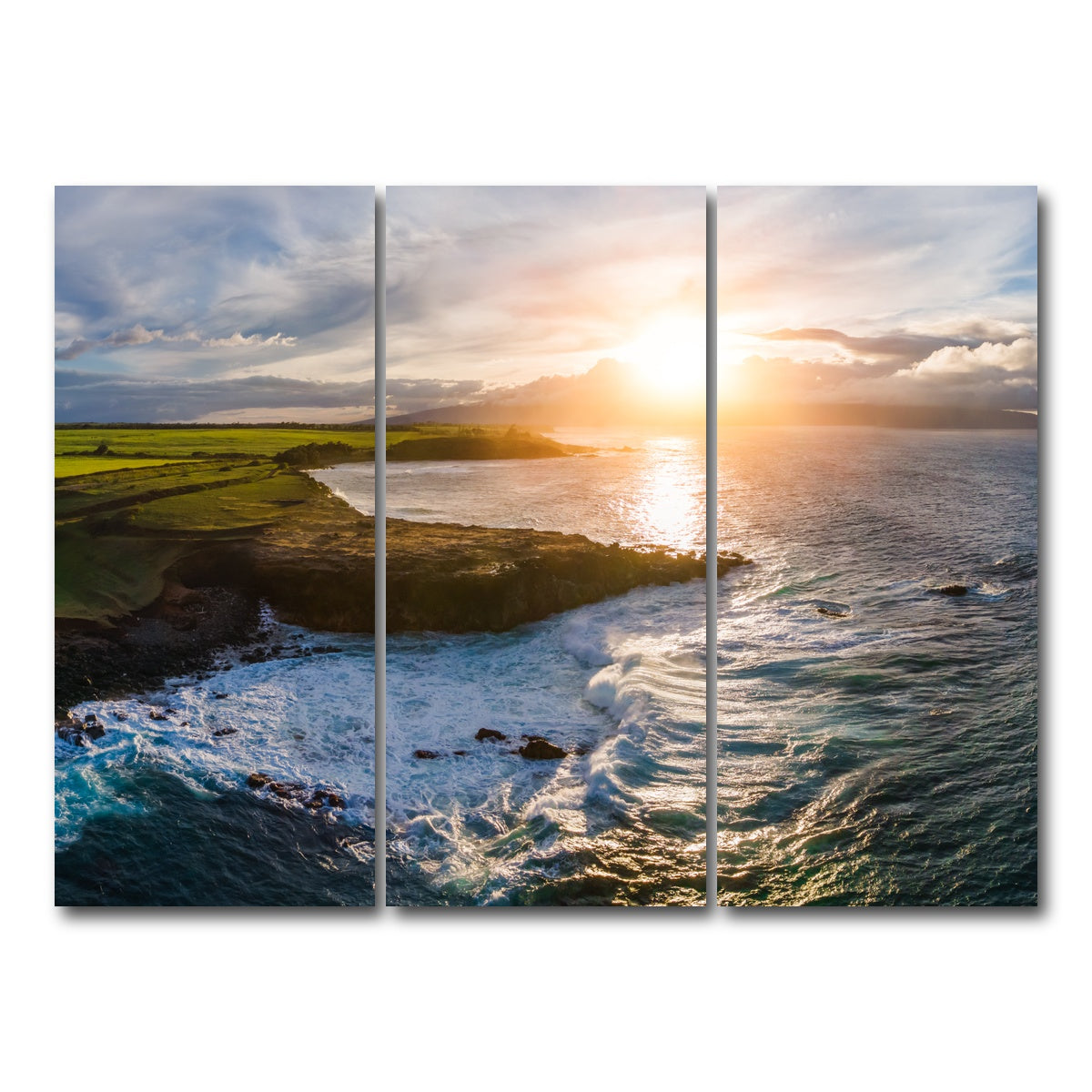 AUTO-MOCKUP WHITE | Maui Coast Sunny | 3 Piece | Gallery Wrap Canvas | group=8x18
