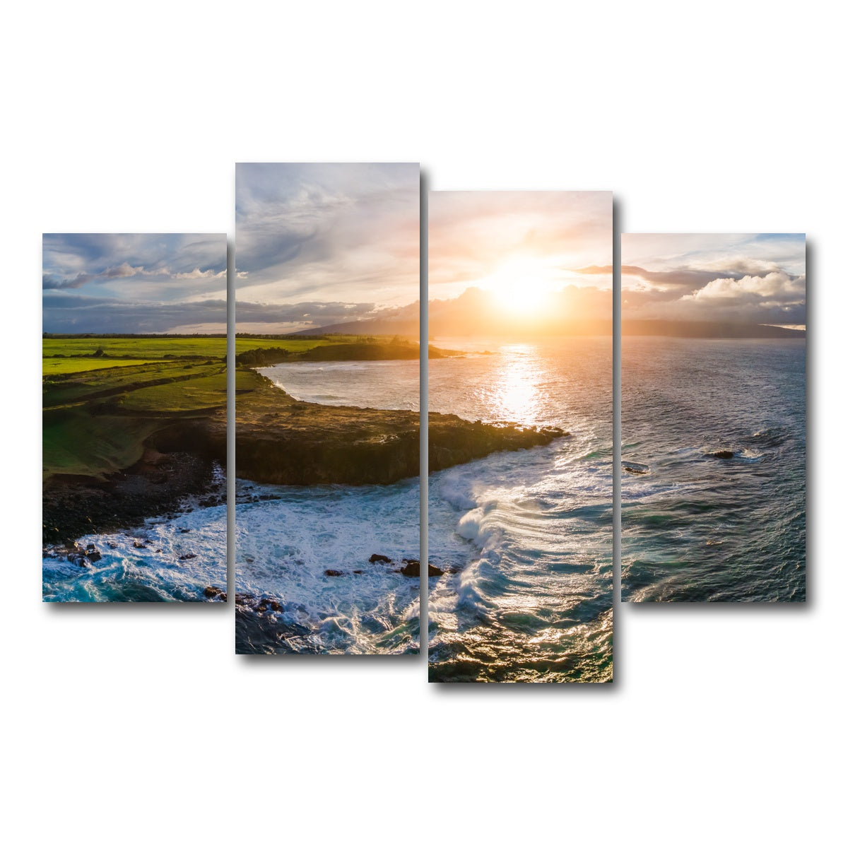 AUTO-MOCKUP WHITE | Maui Coast Sunny | 4 Piece | Gallery Wrap Canvas | group=4_short