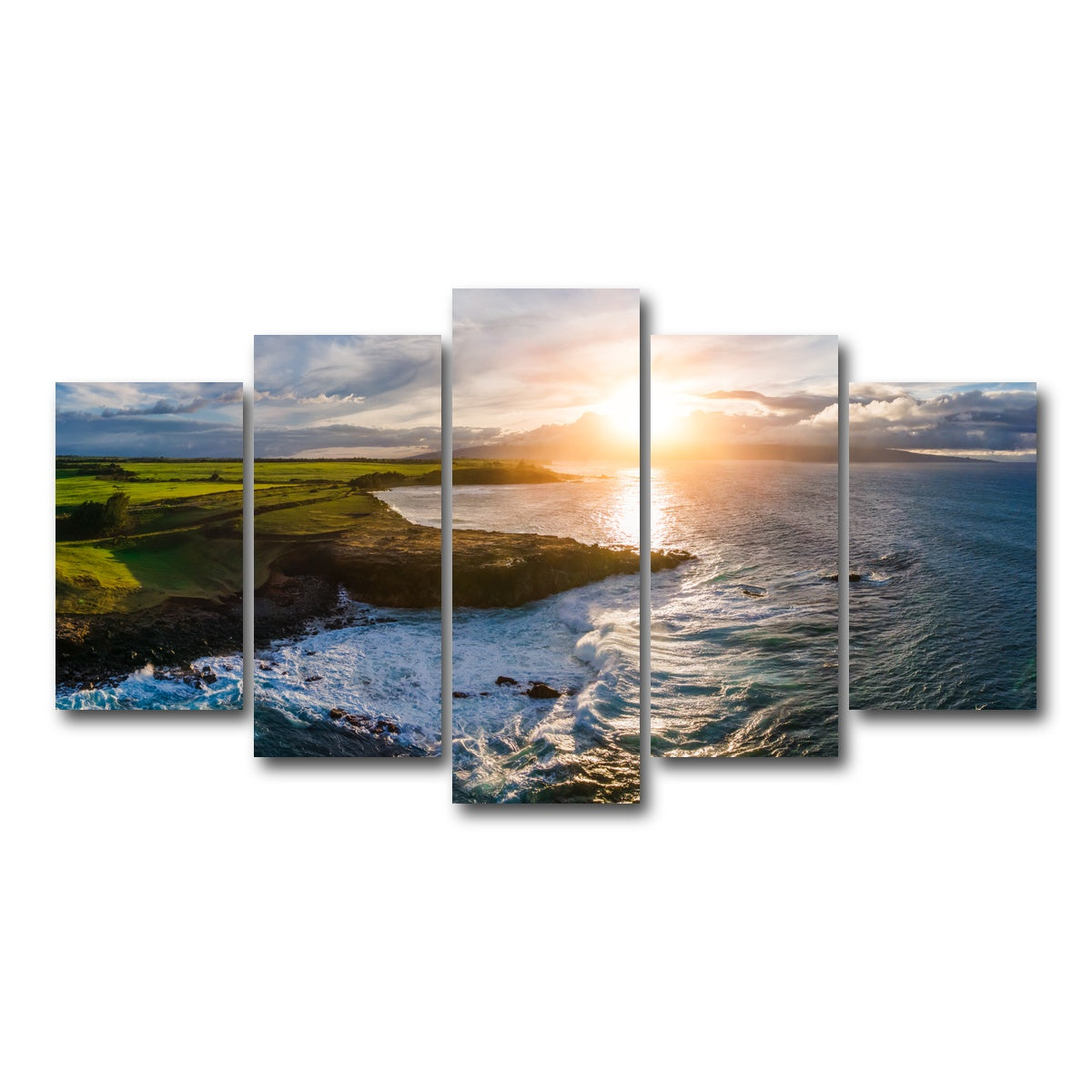 AUTO-MOCKUP WHITE | Maui Coast Sunny | 5 Piece | Gallery Wrap Canvas | group=5_normal