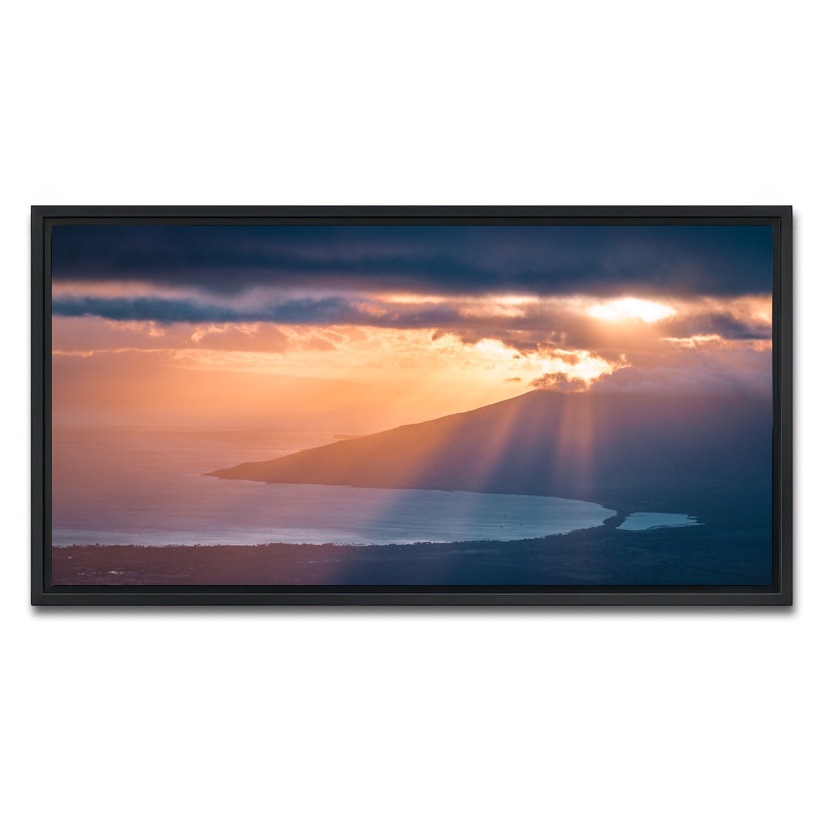 AUTO-MOCKUP WHITE | Maui Sun Rays | 1 Piece | Black Framed Canvas | group=2x1