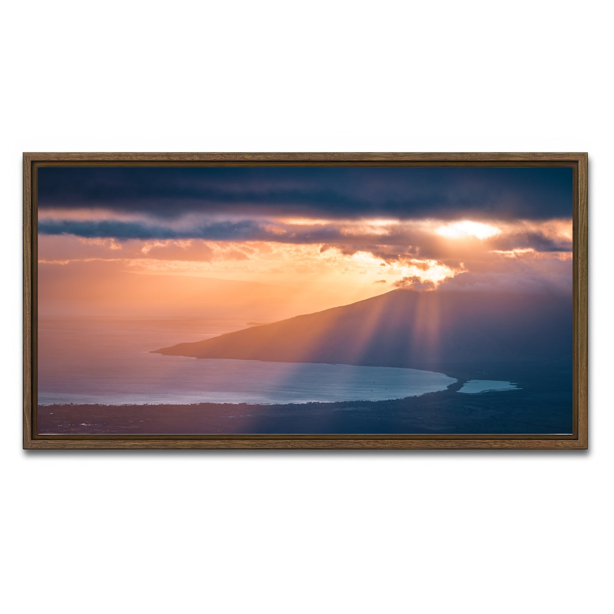 AUTO-MOCKUP WHITE | Maui Sun Rays | 1 Piece | Walnut Framed Canvas | group=2x1