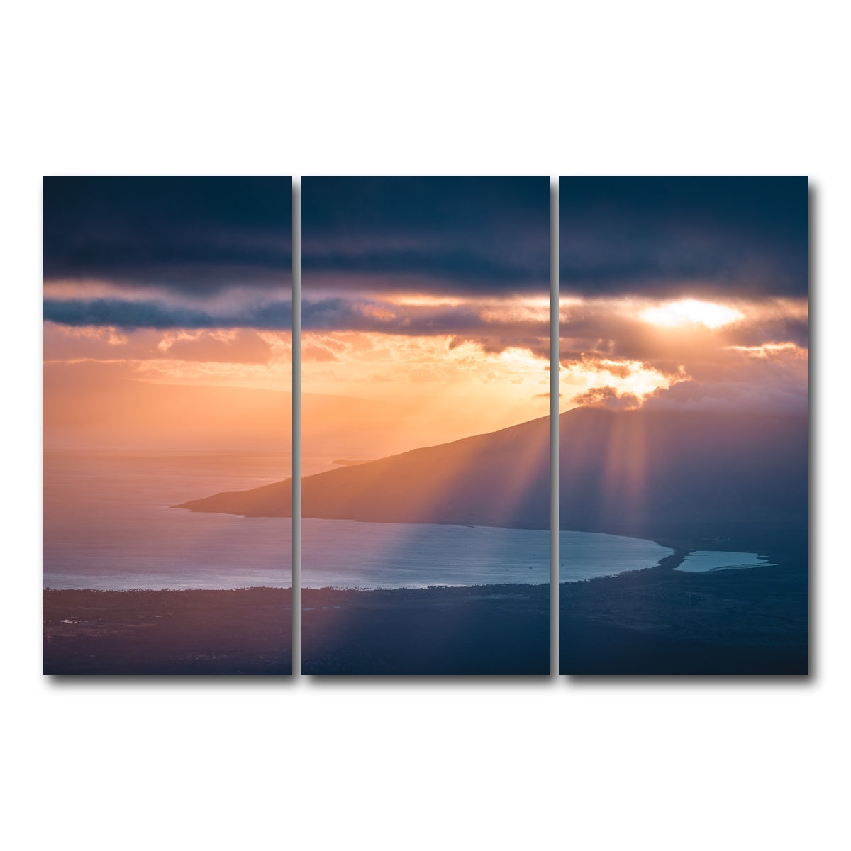 AUTO-MOCKUP WHITE | Maui Sun Rays | 3 Piece | Gallery Wrap Canvas | group=12x24