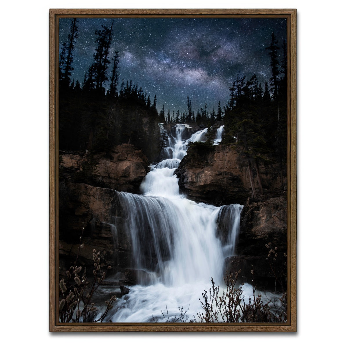 AUTO-MOCKUP WHITE | Milky Way Waterfall | 1 Piece | Walnut Framed Canvas | group=3x4