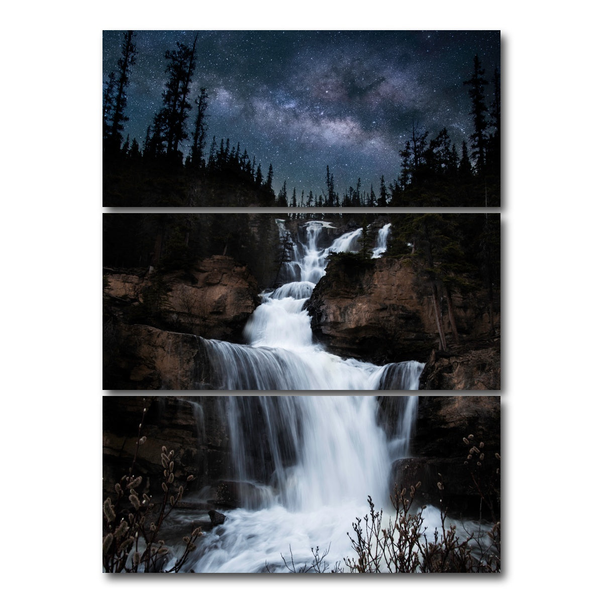 AUTO-MOCKUP WHITE | Milky Way Waterfall | 3 Piece | Gallery Wrap Canvas | group=8x18_stacked