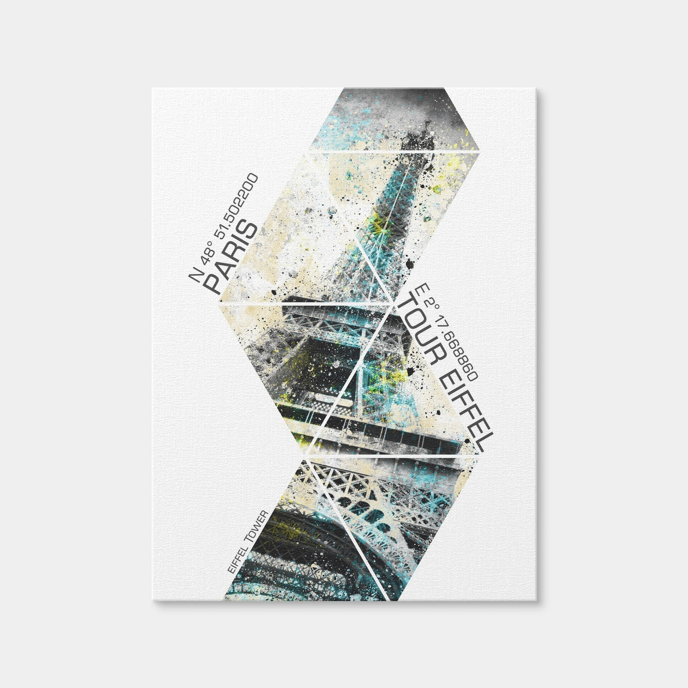 AUTO-MOCKUP WHITE | Modern Art Eiffel Tower Coordinates | 1 Piece | Gallery Wrap Canvas | group=3x4