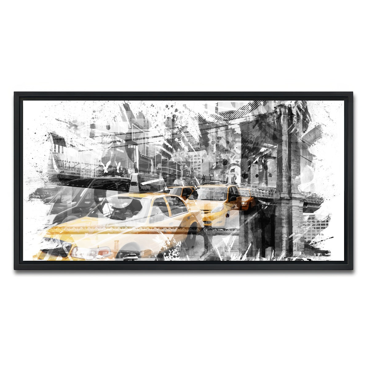 AUTO-MOCKUP WHITE | Modern Art NYC Collage | 1 Piece | Black Framed Canvas | group=2x1